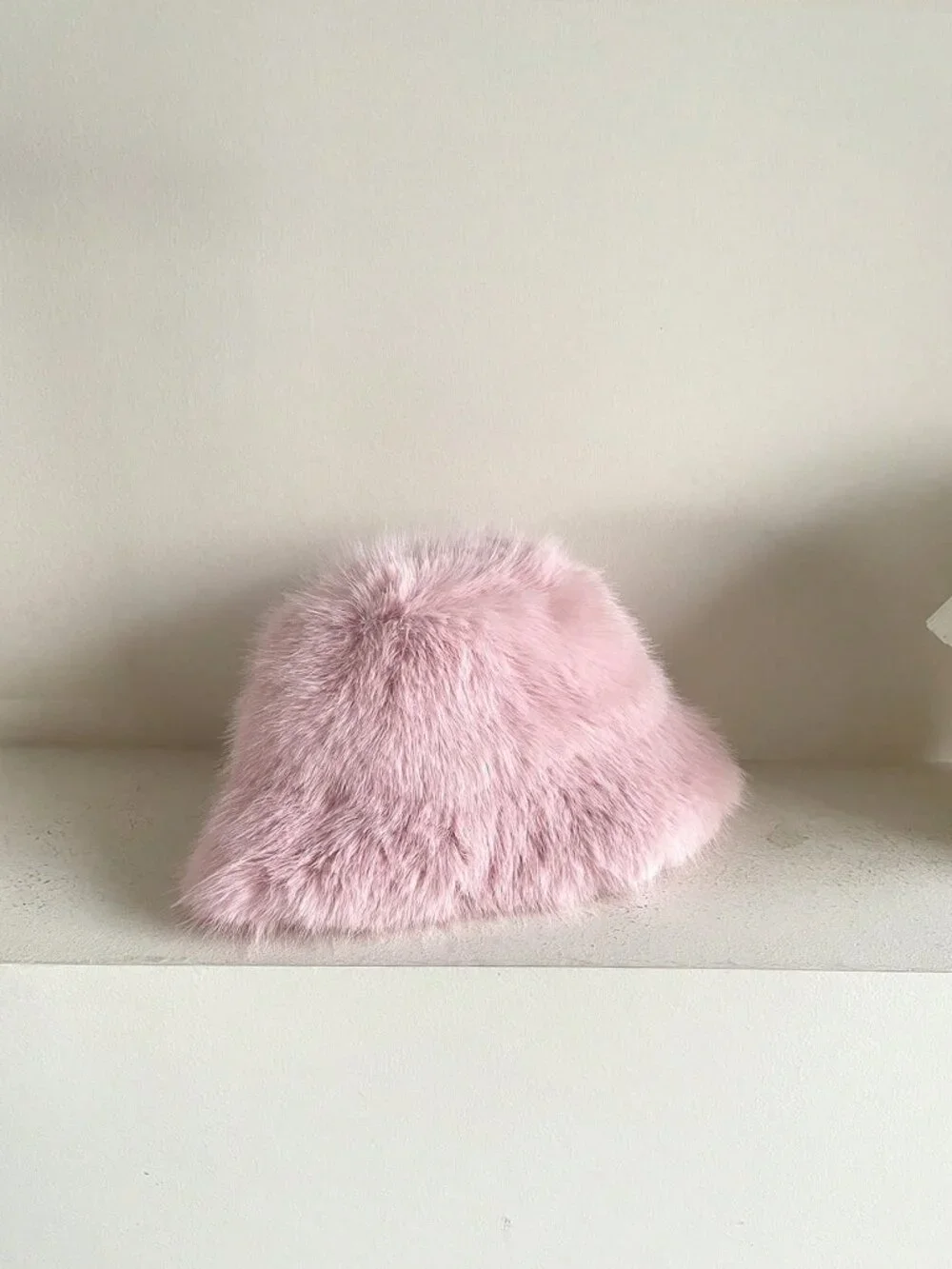 Pink Casual Women's Thickened Warm Plush Ear Protection faux fur Bucket Hat